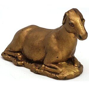 Vintage Art Plastics #864 gold lying DONKEY Christmas Nativity figure Hong Kong